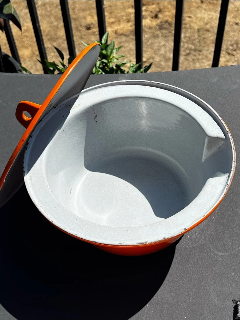 Vintage Voss Orange Casserole Dish & Lid Oven Ware Dutch Oven Cast Iron 9”